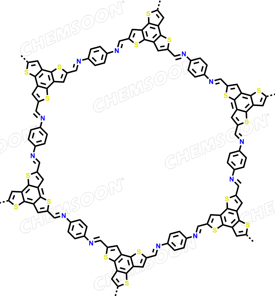 Benzo[1,2-b:3,4-b′:5,6-b′′]trithiophene-2,5,8-tricarboxaldehyde, polymer with 1,4-benzenediamine